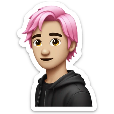 A guy with split toned hair like little peep make one side of his hair black and the other side pink, also make him emo sticker