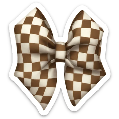 White and brown checkered bow sticker