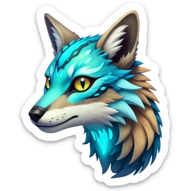 Exotic futuristic bioluminescent translucent transparent lush warm-colored neon-glowing iridescent Fakémon-Fionbri-Vernid-Sergal-Genet-creature sticker