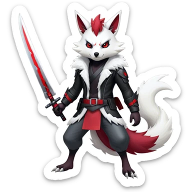 Edgy Cool Beautiful Zangoose-Zoroark, full body sticker