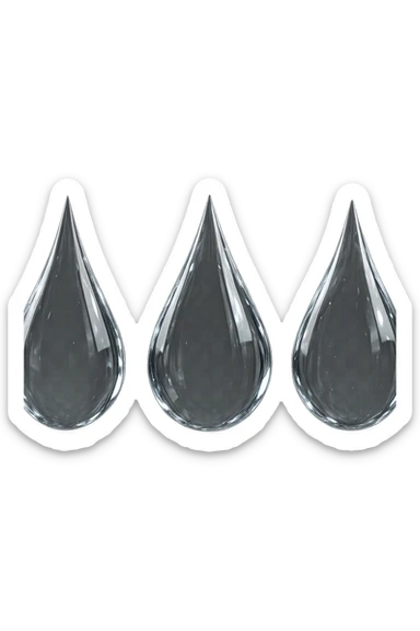 3 gocce di acqua 3d, iperrealistica 4k sticker