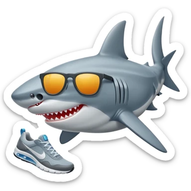 Shark wearing Nike shoes with sunglasses  sticker
