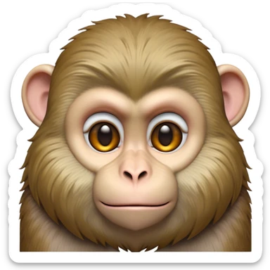 Cinematic Noble Macaque Portrait Emoji, Poised and regal, with a smart, agile build and expressive, deep-set eyes, adorned with soft, detailed fur and a dignified expression, Simplified yet sharp and sophisticated features, highly detailed, glowing with a soft, natural radiance, high shine, intelligent and commanding, stylized with an air of primate nobility, focused and alert, soft glowing outline, capturing the essence of a watchful and confident guardian that appears ready to leap out of the screen with effortless authority! sticker