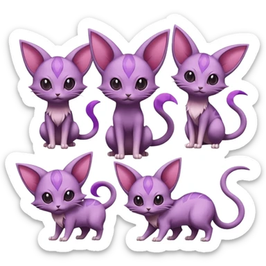 Espeon-Purrloin-Delcatty-Rattata-Pokémon (full body) sticker