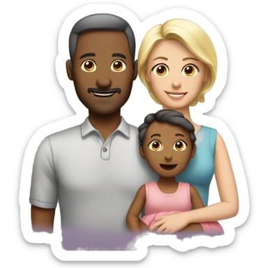 man with wife and baby girl sticker