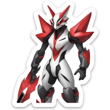  Cool Edgy Futuristic Black White Red Zangoose-Digimon-Medabot-Mecha full body sticker