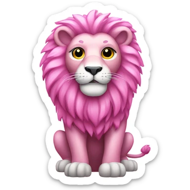 Pink sparkly lion standing  sticker
