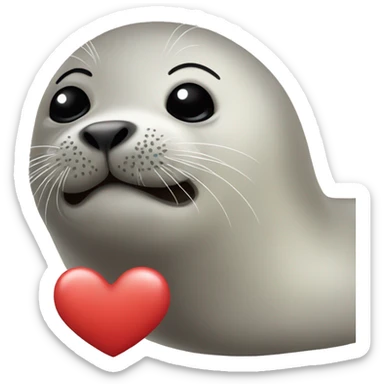 seal giving  kiss with a heart sticker