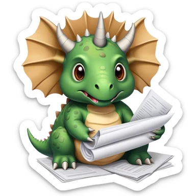 triceratops with a lot of papers sticker