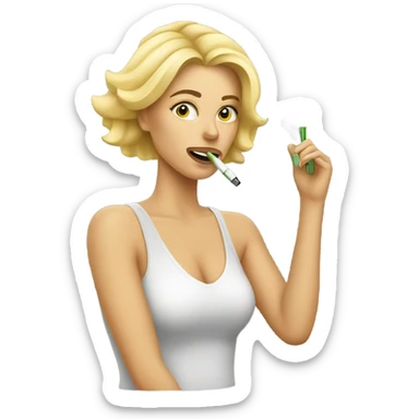Blonde woman smoking weed pen sticker