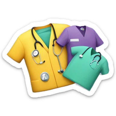 pile of medical scrubs sticker