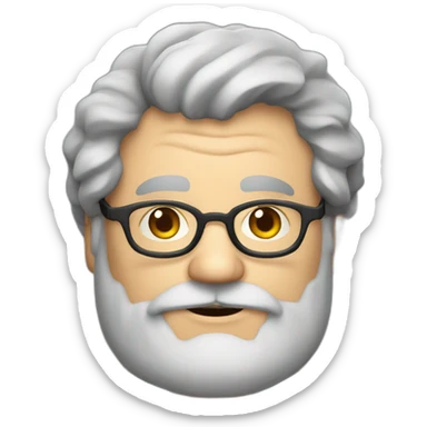 Old very fat scientist with a short beard and glasses and dark gray hair sticker