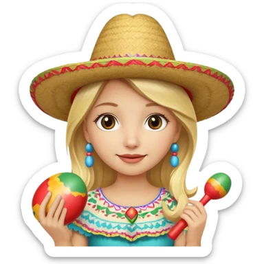 blonde girl in sombrero with maracas sticker