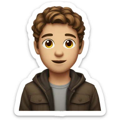 Brown-haired boy portrait close-up lighter skin sticker