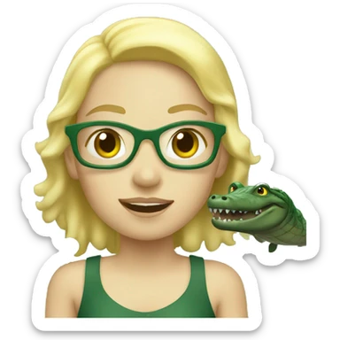 Blonde girl swimming with gators sticker