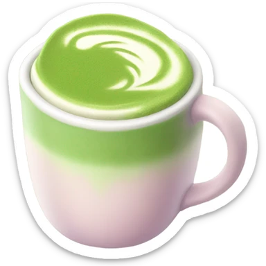 Realistic Matcha latte in pastel mug sticker