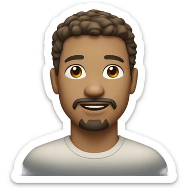 light skin tone man with blue eyes, a goatee, thin moustache, light brown wavy hair sticker