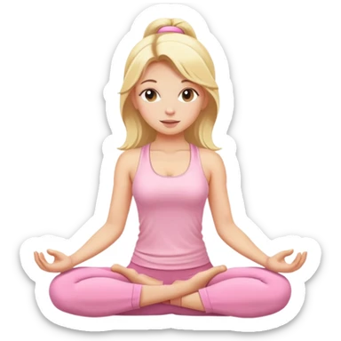 blonde yoga girl light pink clothes n sticker