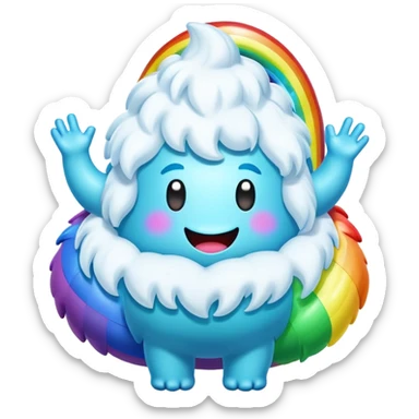 rainbow inflatable bouncy yeti poop sticker