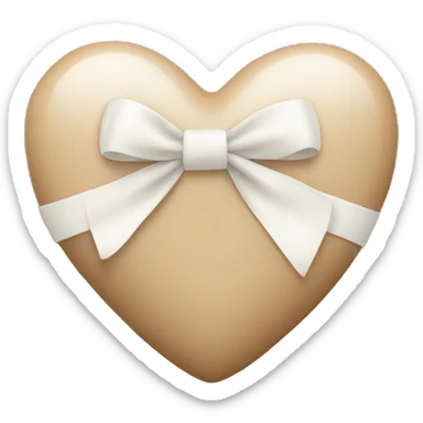 beige heart with white bow sticker