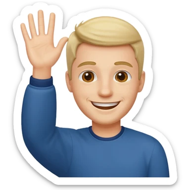 happy man rising hand sticker