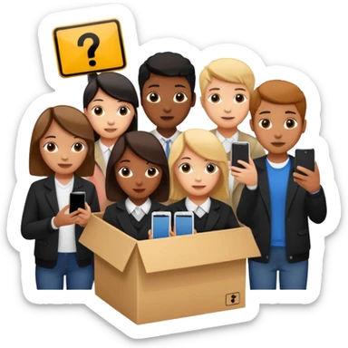 Students handing over their phones to a box  A box with a no phones allowed sign sticker