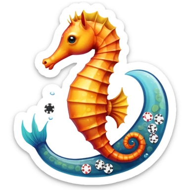Seahorse with a poker look at me sticker