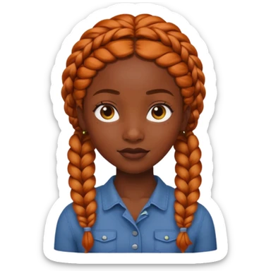 Dark skinned girl with ginger braids sticker