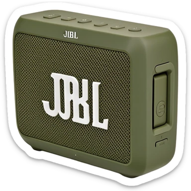 JBL Go 4 portable speaker in khaki green color, compact rectangular shape with rounded corners, front view showing speaker grill and JBL logo sticker