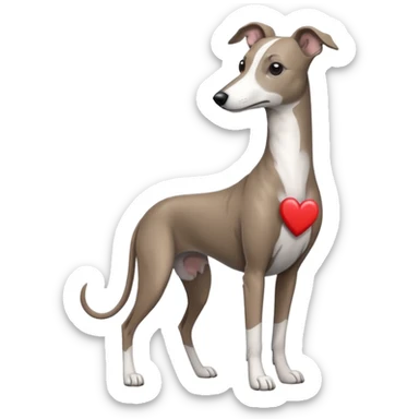 brindle stripes grey whippet heart sticker