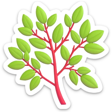branch with several green leaves sticker