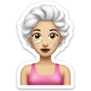 the cosmetologist gives an injection sticker