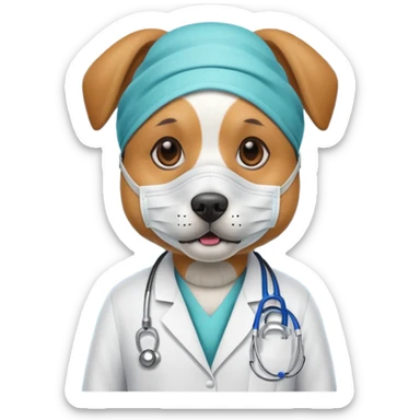 doctor dog Wearing Medical Mask sticker