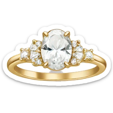 oval engagement ring gold band sticker