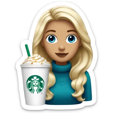 Starbucks cup drink with blonde girl blue eyes  sticker