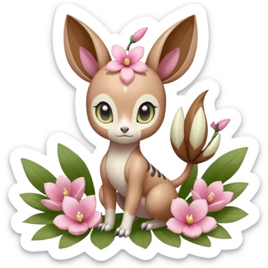Cute Romantic Realistic  Floral Meloetta-Palkia-Digimon-Pokémon-Fakémon-hybrid-fusion, full body sticker
