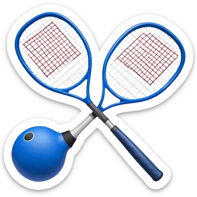 squash racket and blue ball sticker