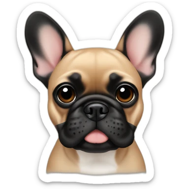 Tan French bulldog with black face sticker