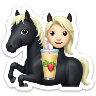 black horse character holding smoothie sticker
