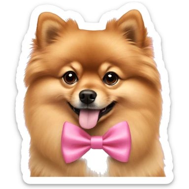 light brown pomeranian with pink bowtie sticker