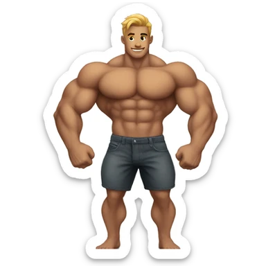 A bodybuilder boy with tattoo sticker