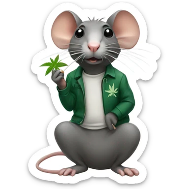 a rat smoking weed  sticker