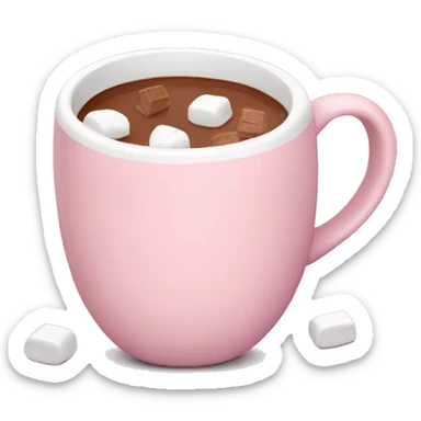 Light Pink mug of hot chocolate with marshmallows  sticker