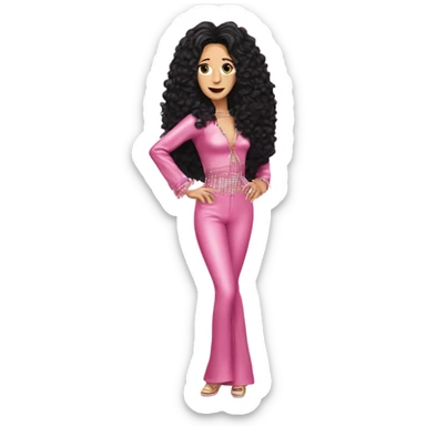 CHER flipping her hair in her classic pink disco outfit  sticker