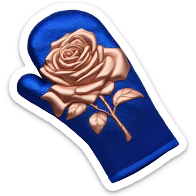 Realistic isolated rose gold and cobalt blue oven mitt. sticker