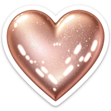 Edit the glittery gold color heart to a glittery rose gold color heart with a subtle gradient and no border. Keep the background transparent. Maintain the glittery texture and subtle gradient effect in rose gold tones sticker