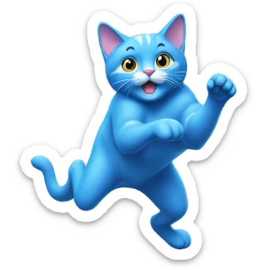 The blue atomic cat jumps to full height sticker