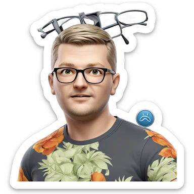 stylish male with glasses sticker