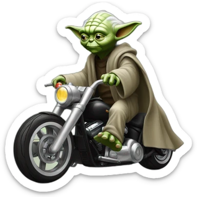 Yoda qui fais une roue arrière en harley sticker