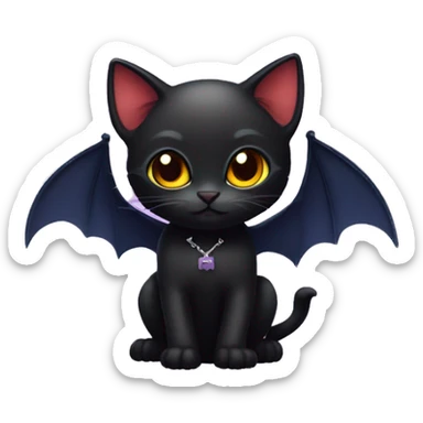Cute black vampire cat with bat wings sticker